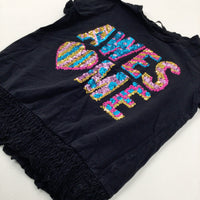 'Awesome' Sequinned Black T-Shirt - Girls 10-11 Years