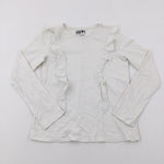 Embroidered White Long Sleeve Top - Girls 10-11 Years