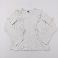 Embroidered White Long Sleeve Top - Girls 10-11 Years