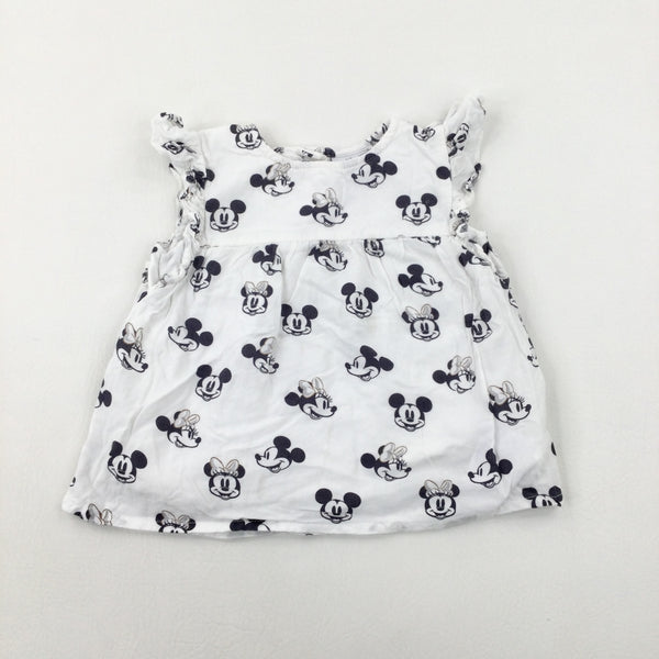 Mickey & Minnie Mouse White T-Shirt - Girls 3-4 Years