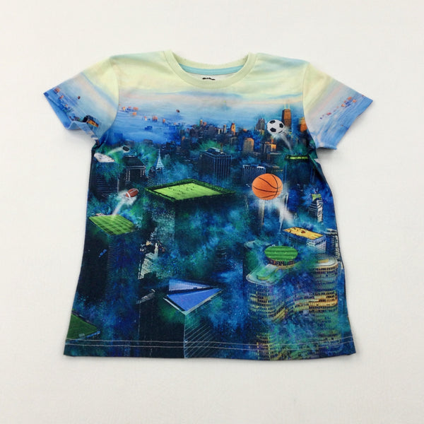 City Scene & Sports Colourful Blue T-Shirt - Boys 5-6 Years