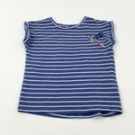 Hummingbird Sequinned Blue Striped T-Shirt - Girls 5-6 Years