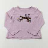 Fox Sequinned Lilac Long Sleeve Top - Girls 5-6 Years