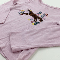 Fox Sequinned Lilac Long Sleeve Top - Girls 5-6 Years