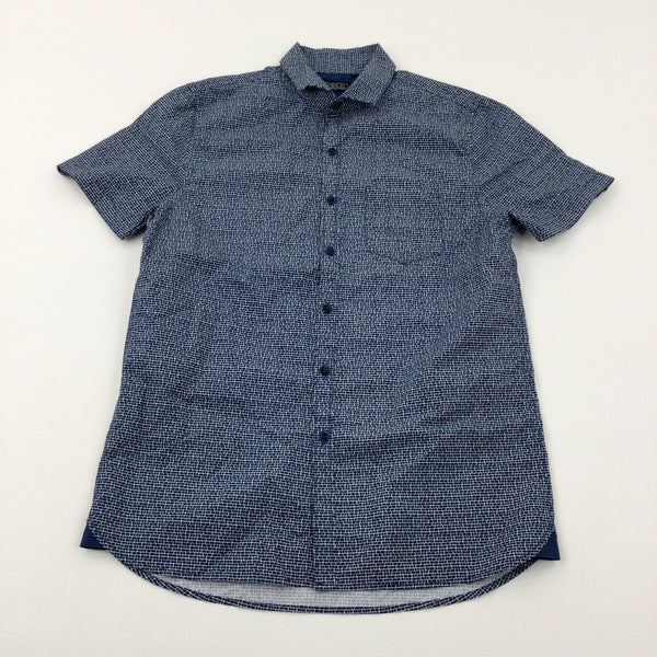 Patterned Navy Shirt - Boys 11-12 Years