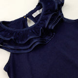 Frill Collar Navy Top - Girls 5-6 Years