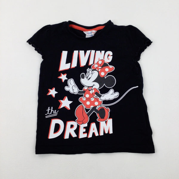 'Living The Dream' Minnie Mouse Black T-Shirt - Girls 3-4 Years
