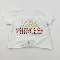 'Little Princess' Crown White Tie Front T-Shirt - Girls 3-4 Years