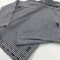 Black Striped Roll Neck Long Sleeve Top - Girls 6-7 Years