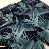 Tropical Leaves Navy Cargo Shorts - Boys 11-12 Years