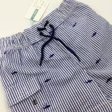 **NEW** Sharks Embroidered Blue Striped Shorts - Boys 2-3 Years