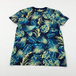 Tropical Leaves Navy T-Shirt - Boys 11-12 Years