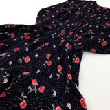 Flowers Black Asymmetrical Dress - Girls 5-6 Years