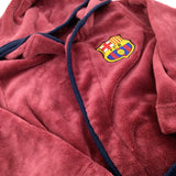 'FCB' Appliqued Motif Barcelona Football Club Burgundy Fleece Dressing Gown - Boys 7-8 Years