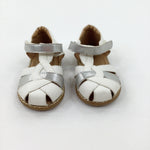 White & Silver Sandals - Girls - Shoe Size 5