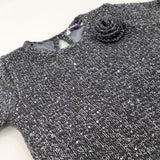 Sequinned Grey Lined Knitted Dress - Girls 6-7 Years