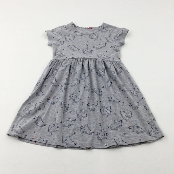 Cats Grey Jersey Dress - Girls 6-7 Years