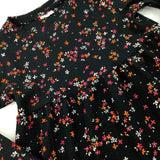 Flowers Black Dress - Girls 6-7 Years