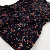 Flowers Black Dress - Girls 6-7 Years