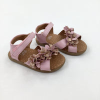 Gold Flowers Pink Sandals - Girls - Shoe Size 6