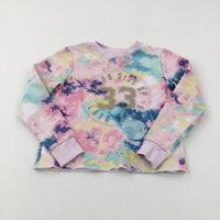 'Sunny Side Up' Glittery Colourful Tie Dye Sweatshirt - Girls 8-9 Years