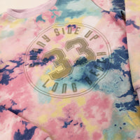 'Sunny Side Up' Glittery Colourful Tie Dye Sweatshirt - Girls 8-9 Years