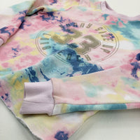 'Sunny Side Up' Glittery Colourful Tie Dye Sweatshirt - Girls 8-9 Years