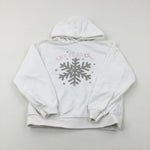 'Let It Snow' Snowflake Glittery White Hoodie - Girls 8-9 Years