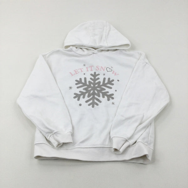 'Let It Snow' Snowflake Glittery White Hoodie - Girls 8-9 Years