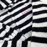 'DKNY' Embroidered Black & White Striped Fluffy Hoodie - Girls 8-9 Years