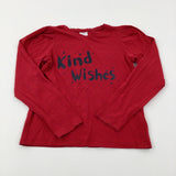 'Kind Wishes' Glittery Red Long Sleeve Top - Girls 8-9 Years