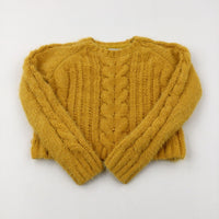 Patterned Mustard Yellow Chunky Knitted Jumper - Girls 8-9 Years