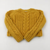 Patterned Mustard Yellow Chunky Knitted Jumper - Girls 8-9 Years