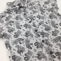 Dinosaurs Geometric Grey Shirt - Boys 4-5 Years