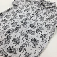 Dinosaurs Geometric Grey Shirt - Boys 4-5 Years