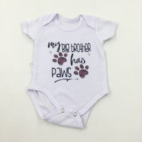 'My Big Brother Has Paws' White Bodysuit - Boys 0-3 Months