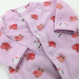 Owls Pink Fleece Babygrow - Girls Newborn