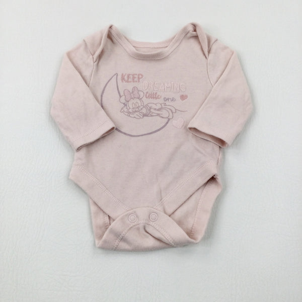 'Keep Dreaming Little One' Minnie Mouse Pink Bodysuit - Girls Newborn
