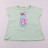 'All You Need…' Tropical Drink Sequin Flip Lime Green T-Shirt - Girls 9-10 Years