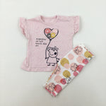 'Together We Will Touch The Sky' Peppa Pig Pink T-Shirt & Leggings Set - Girls 0-3 Months