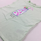 'All You Need…' Tropical Drink Sequin Flip Lime Green T-Shirt - Girls 9-10 Years