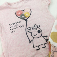 'Together We Will Touch The Sky' Peppa Pig Pink T-Shirt & Leggings Set - Girls 0-3 Months