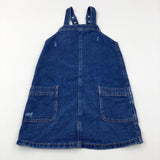 Distressed Mid Blue Denim Dungaree Dress - Girls 9-10 Years