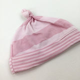 Pink Striped Jersey Hat - Girls 0-3 Months