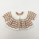 Beige & White Knitted Cardigan - Girls 0-3 Months