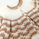 Beige & White Knitted Cardigan - Girls 0-3 Months