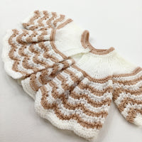 Beige & White Knitted Cardigan - Girls 0-3 Months