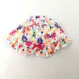 Colourful Flowers White Sun Hat - Girls 0-3 Months