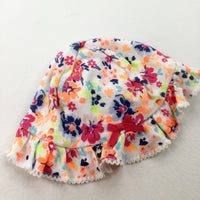 Colourful Flowers White Sun Hat - Girls 0-3 Months