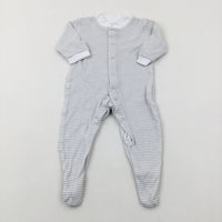 Grey Striped Babygrow - Boys 0-3 Months